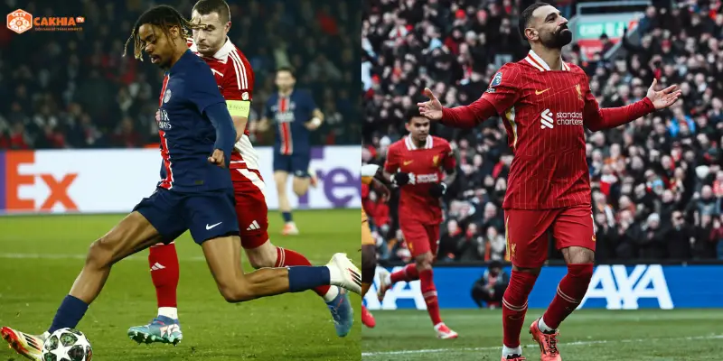 Các cầu thủ pressing quyết liệt trong trận Paris Saint-Germain vs Liverpool kịch tính